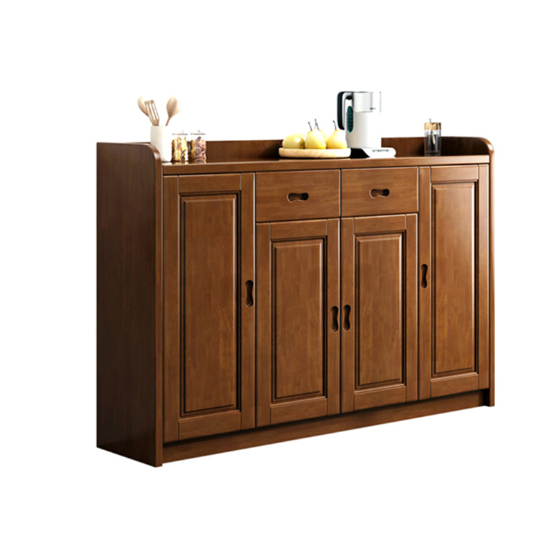 Modern Rectangle Accent Cabinet Wood Grooves Side Cabinet with Drawer