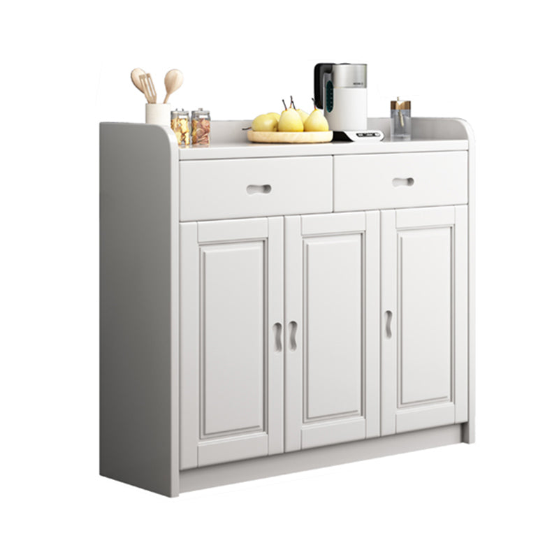 Modern Rectangle Accent Cabinet Wood Grooves Side Cabinet with Drawer