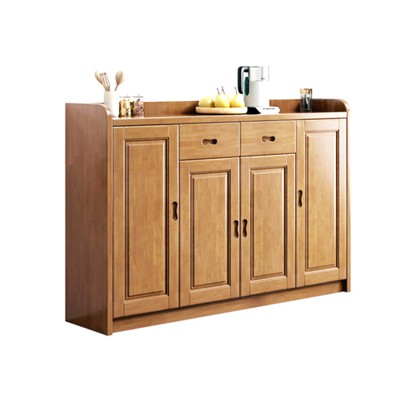Modern Rectangle Accent Cabinet Wood Grooves Side Cabinet with Drawer