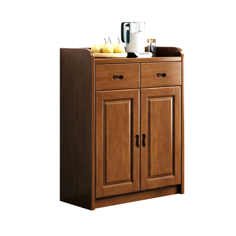 Modern Rectangle Accent Cabinet Wood Grooves Side Cabinet with Drawer