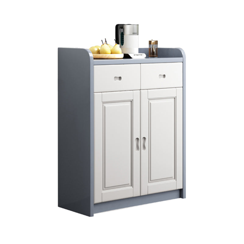 Modern Rectangle Accent Cabinet Wood Grooves Side Cabinet with Drawer