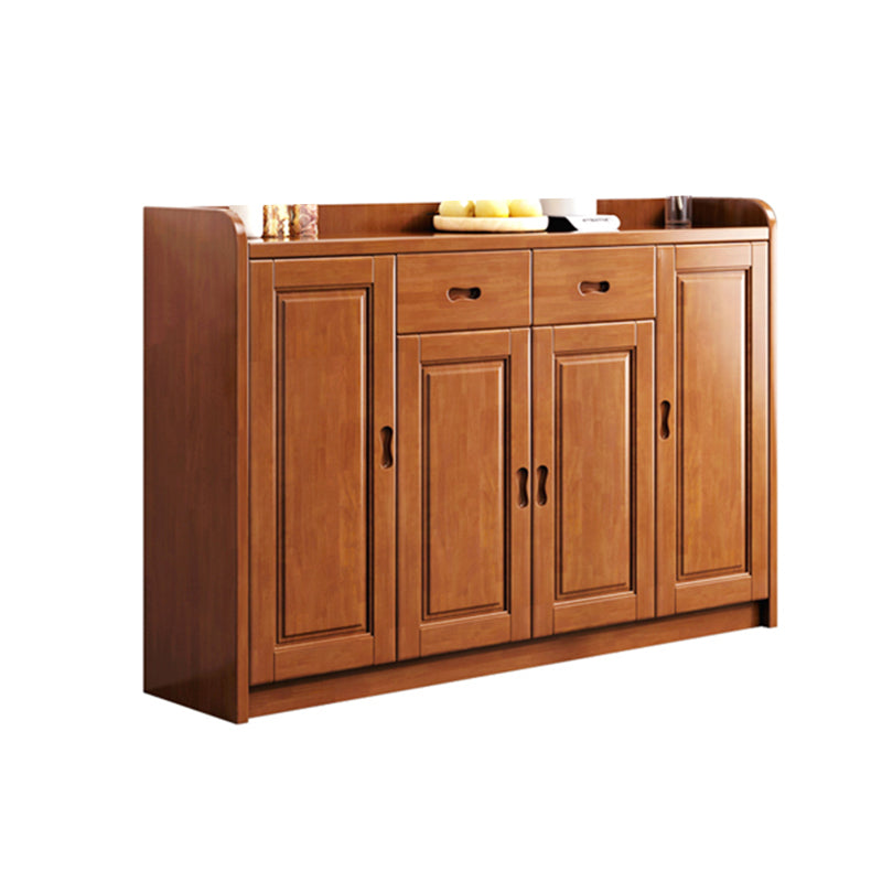 Modern Rectangle Accent Cabinet Wood Grooves Side Cabinet with Drawer
