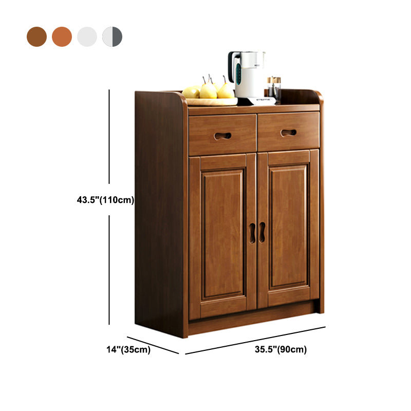 Modern Rectangle Accent Cabinet Wood Grooves Side Cabinet with Drawer