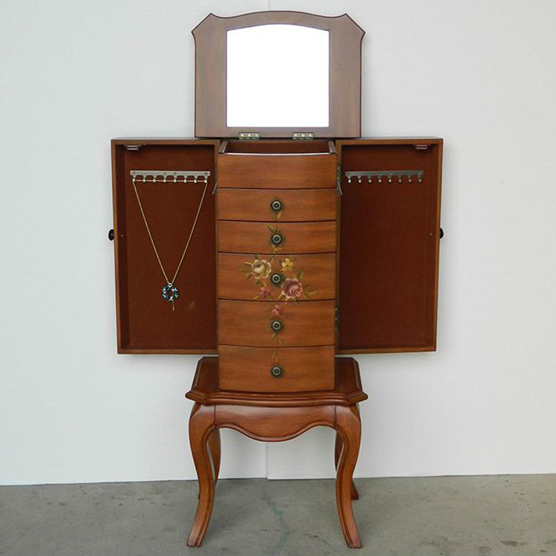 Mid-Century Modern Chest Wood Knobs Handcrafted Side Cabinet with Drawer