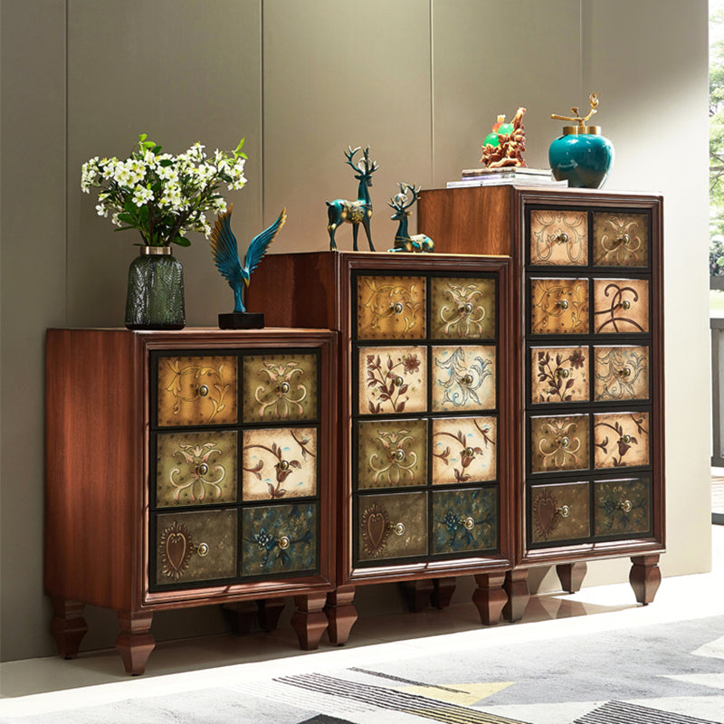 Mid-Century Modern Chest Wood Handcrafted Side Cabinet with Drawer