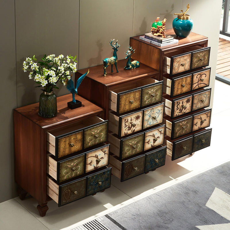 Mid-Century Modern Chest Wood Handcrafted Side Cabinet with Drawer