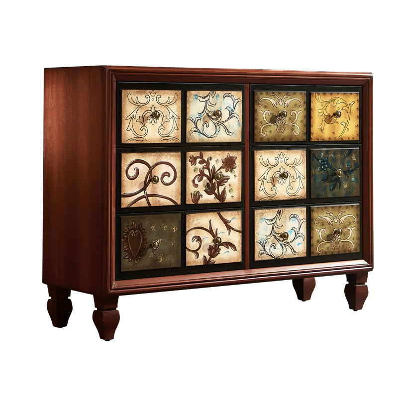 Mid-Century Modern Chest Wood Handcrafted Side Cabinet with Drawer