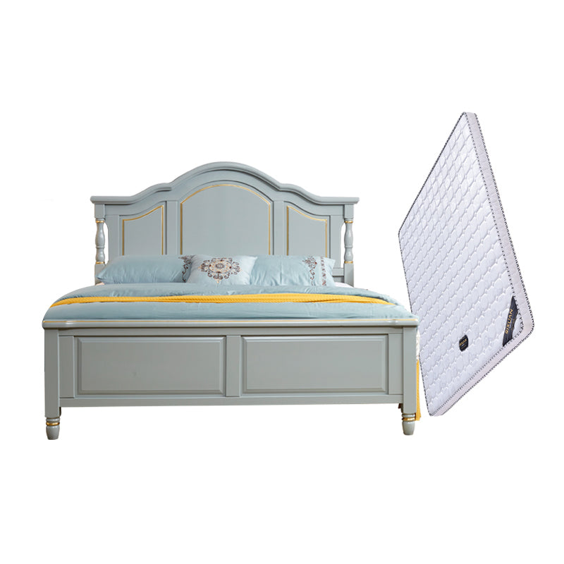 Contemporary Solid Wood Standard Bed with Camelback Headboard