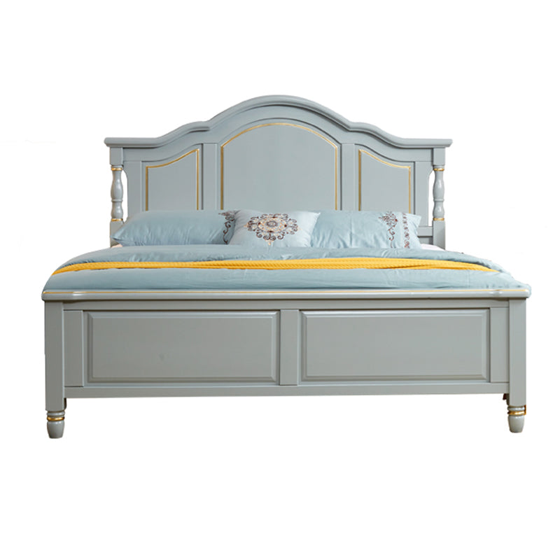 Contemporary Solid Wood Standard Bed with Camelback Headboard