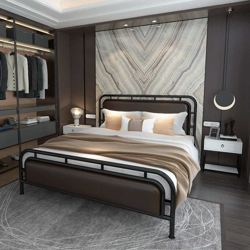 Glam Open-Frame Bed Metal and Upholstered Standard Bed, 43.3" Tall