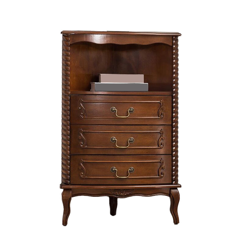 Contemporary Solid Wood Corner Chest, Brown Accent Chest with Shelves