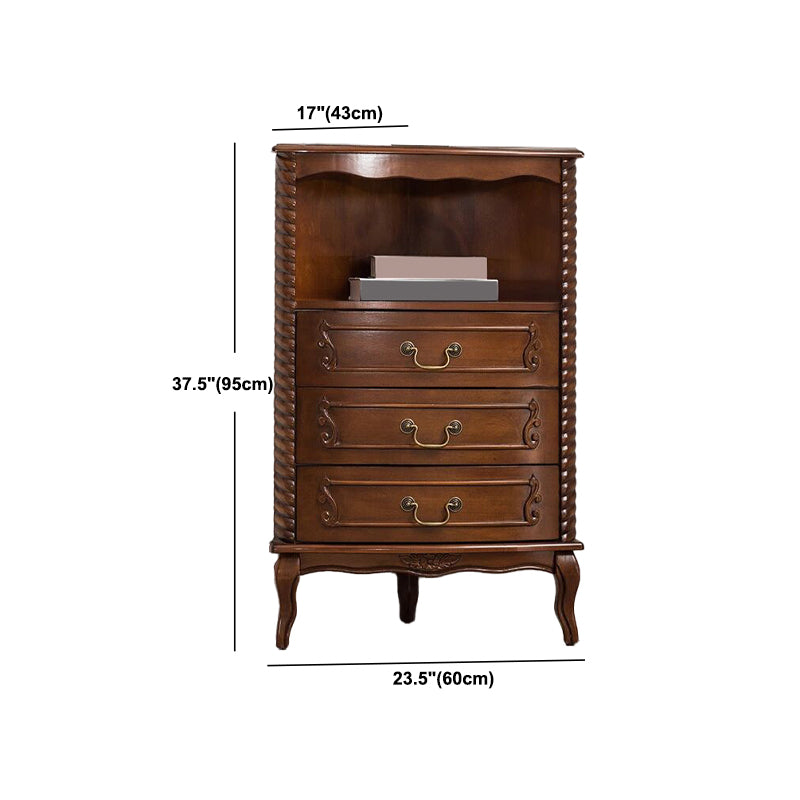 Contemporary Solid Wood Corner Chest, Brown Accent Chest with Shelves