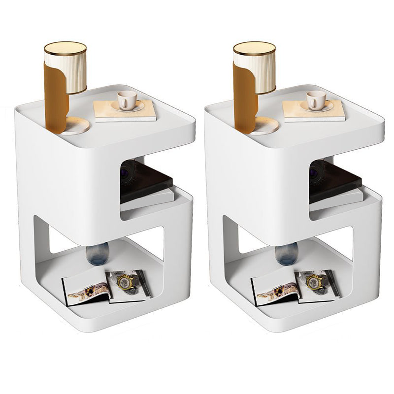 Square Tray Slate Top Side Table 21.65" Tall Metal Abstract Base End Table