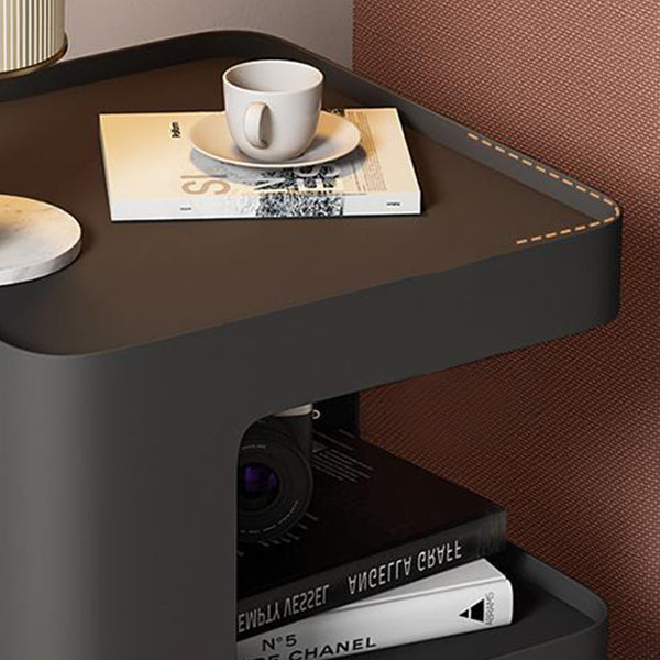 Square Tray Slate Top Side Table 21.65" Tall Metal Abstract Base End Table