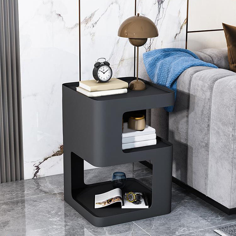 Square Tray Slate Top Side Table 21.65" Tall Metal Abstract Base End Table