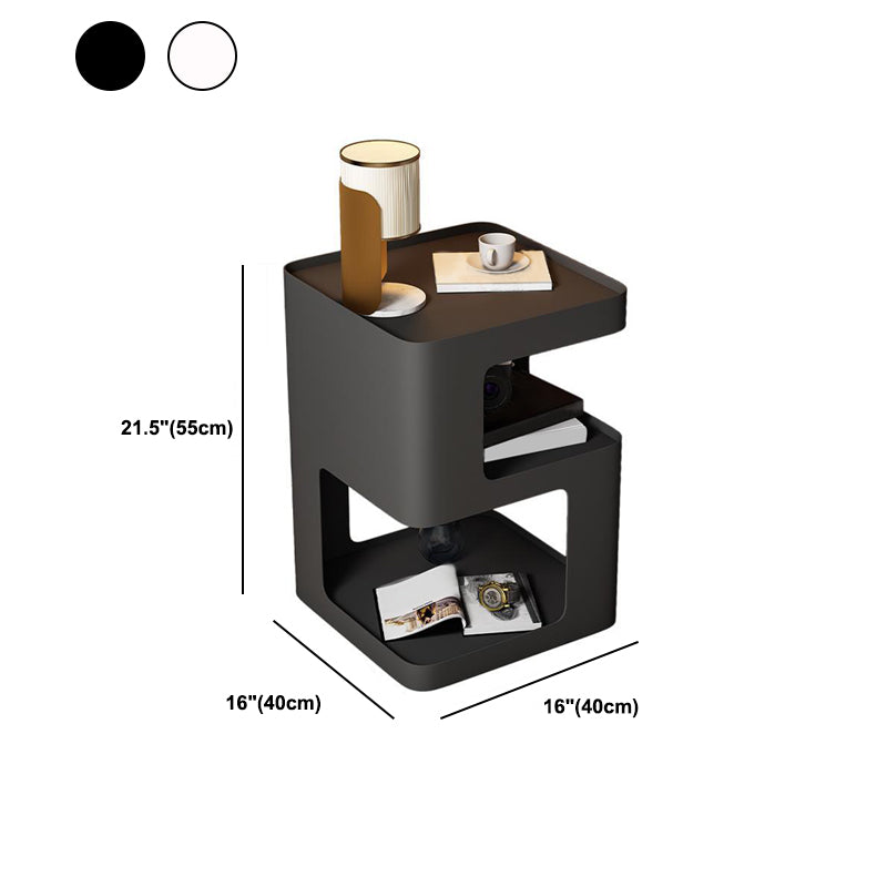 Square Tray Slate Top Side Table 21.65" Tall Metal Abstract Base End Table