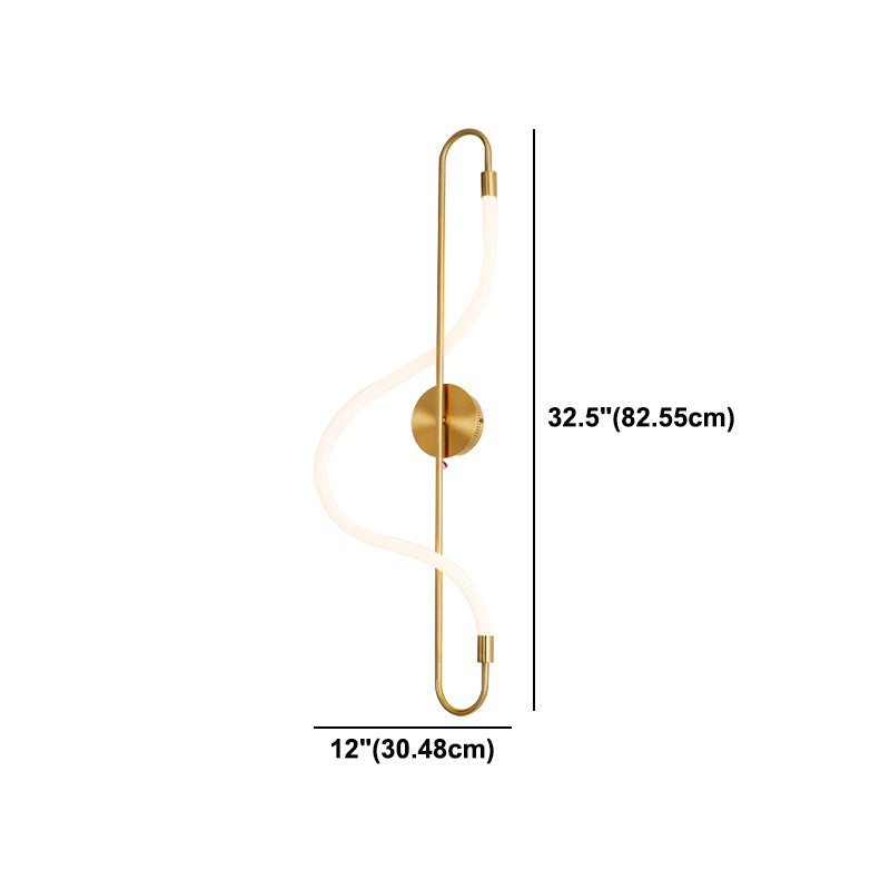 Gold Linear LED Wall Lamp in Modern Creative Style Wrought Iron Wall Sconce with Silicone Shade