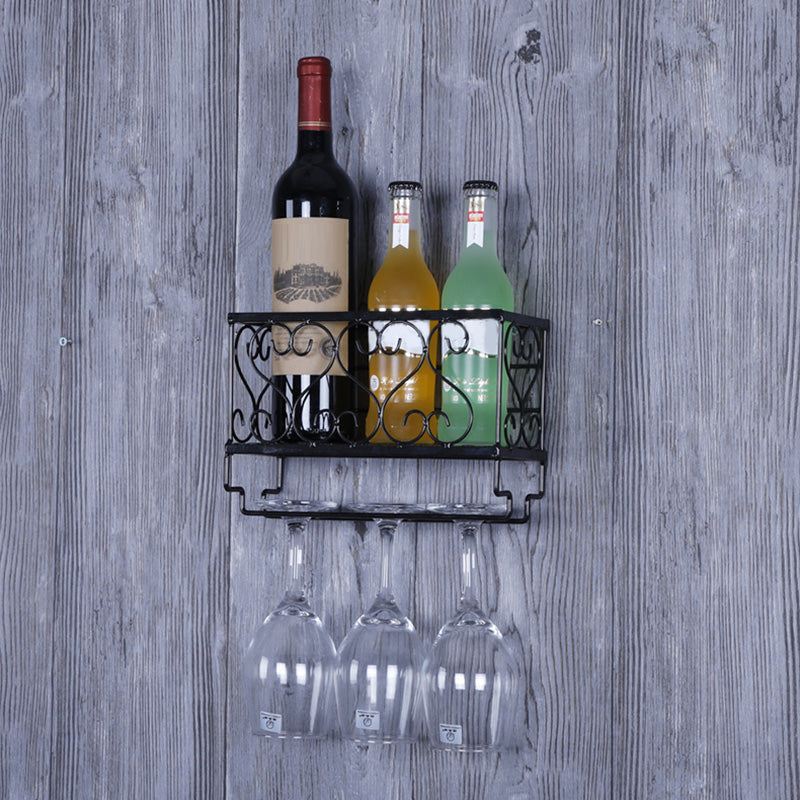 Metal Modern Wine Shelf with Bottle Stemware Holder Wall Mounted Wine Racks