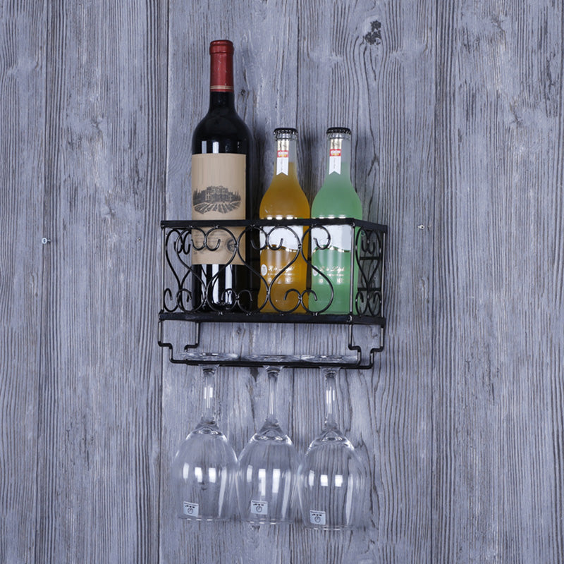Metal Modern Wine Shelf with Bottle Stemware Holder Wall Mounted Wine Racks