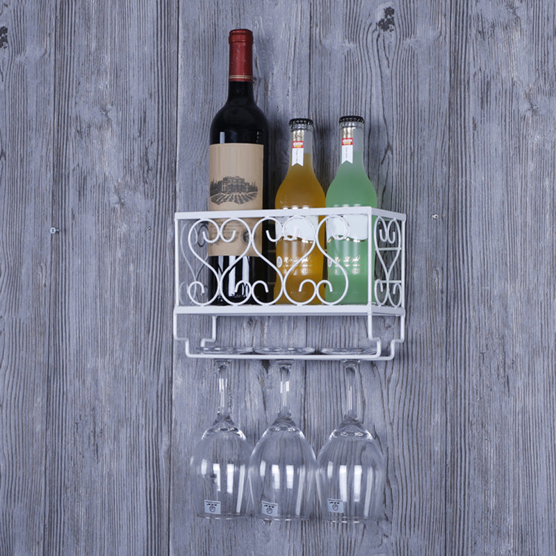 Metal Modern Wine Shelf with Bottle Stemware Holder Wall Mounted Wine Racks