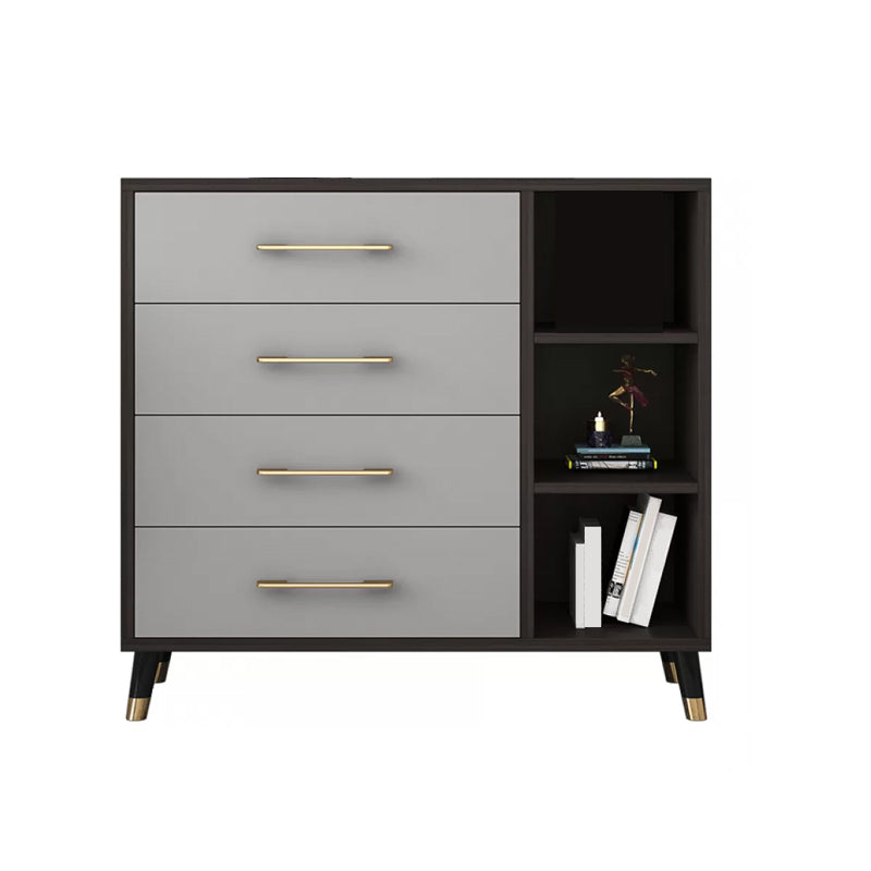 Classic Glam Wood Storage Chest Dresser Bedroom Gray Dresser