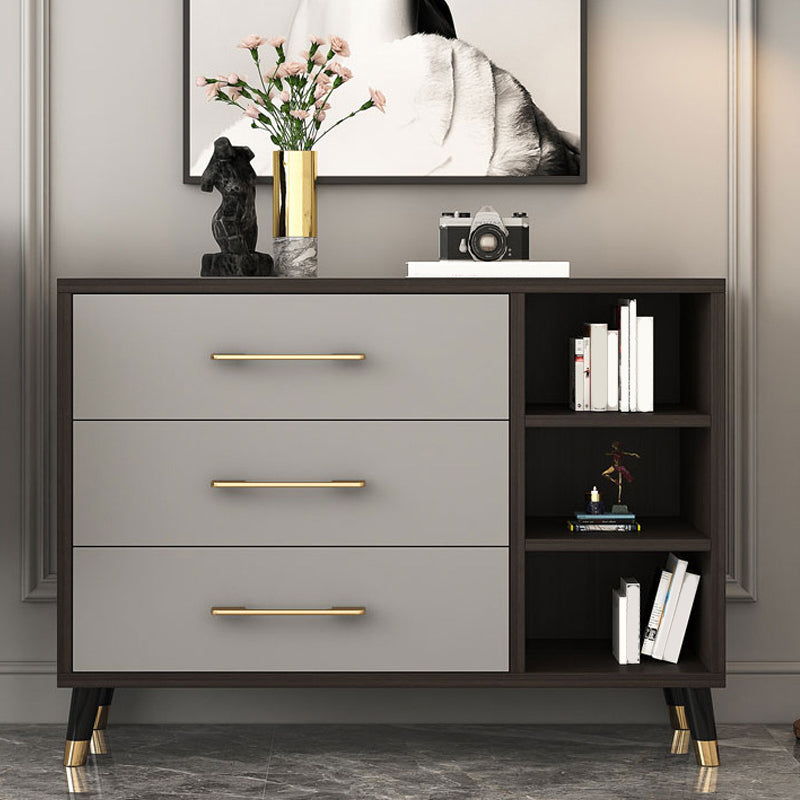 Classic Glam Wood Storage Chest Dresser Bedroom Gray Dresser