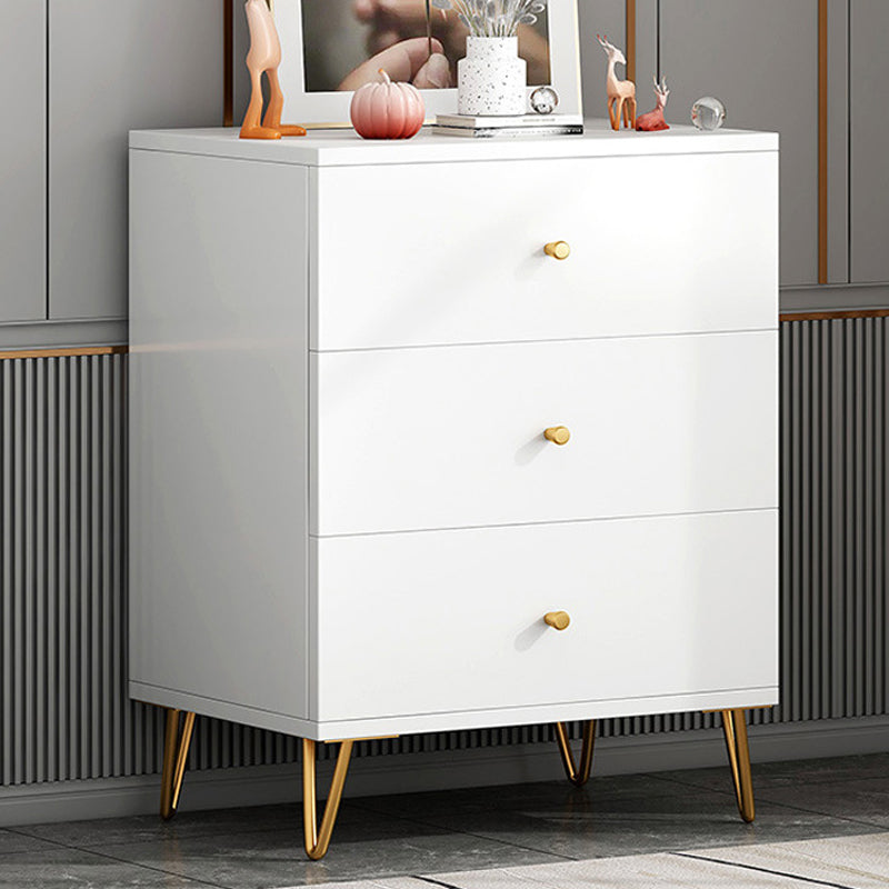 White Contemporary Glam Storage Chest Wood Chest with Metal Feet for Bedroom