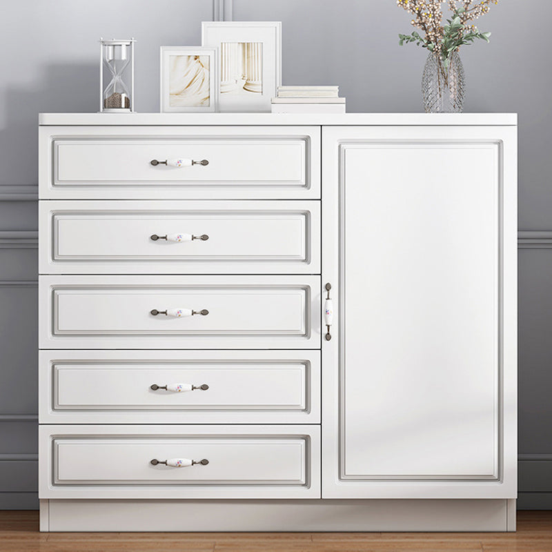 Contemporary Storage Chest White Wood Vertical Dresser for Bedroom