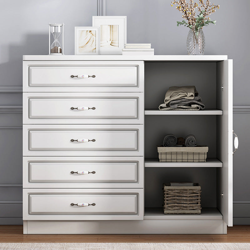 Contemporary Storage Chest White Wood Vertical Dresser for Bedroom
