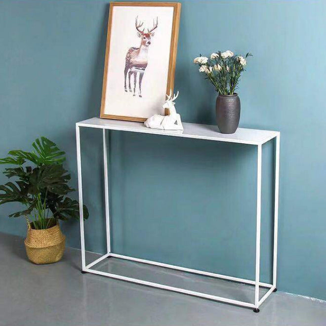 Metal Rectangle Console Table 9.8 Inch Wide Contemporary End Table