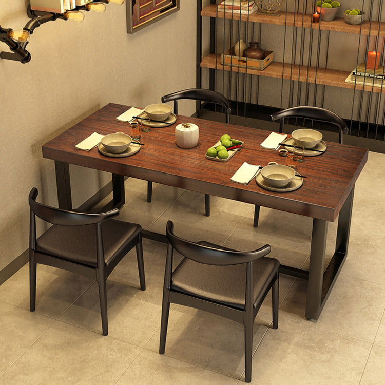 Industrial Dinning Table with Wood Rectangle Dining Table for Kitchen