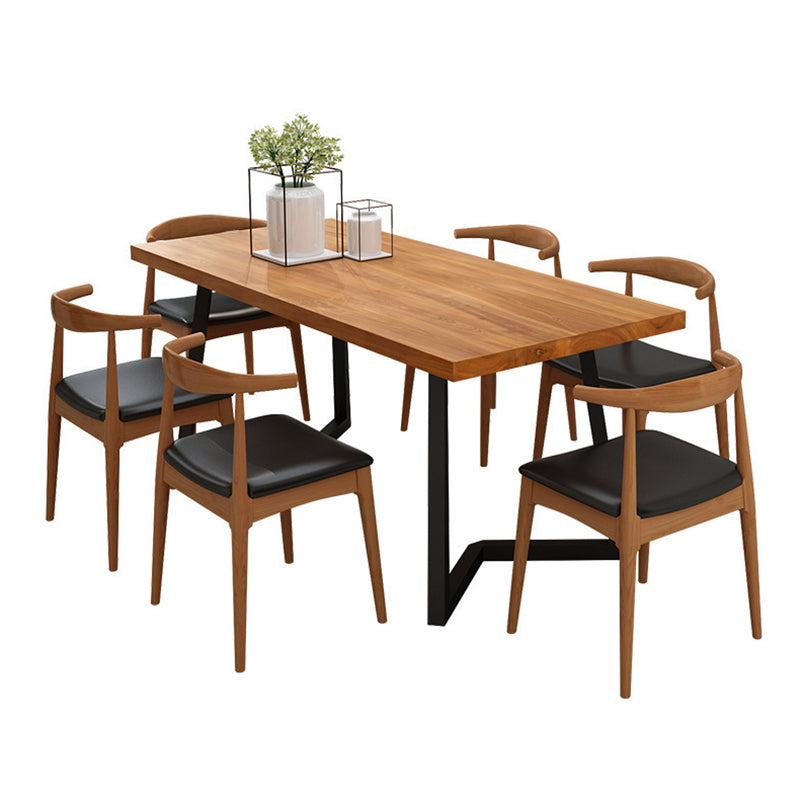 Industrial Style Dining Table Rectangle Brown Table for Home Kitchen without Chairs