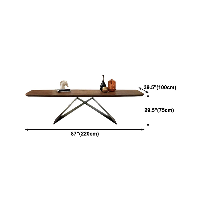 Industrial Dining Table with Solid Wood Top Rectangle Dining Table for Kitchen