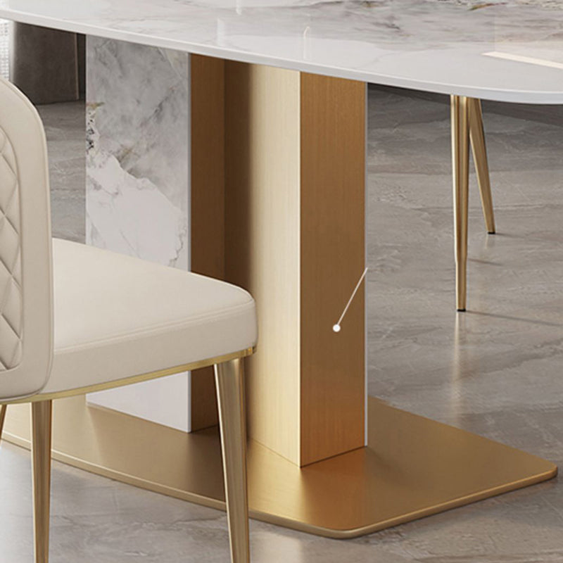 White and Gold Dining Collection Traditional Luxury Dining Pedestal Casual Table