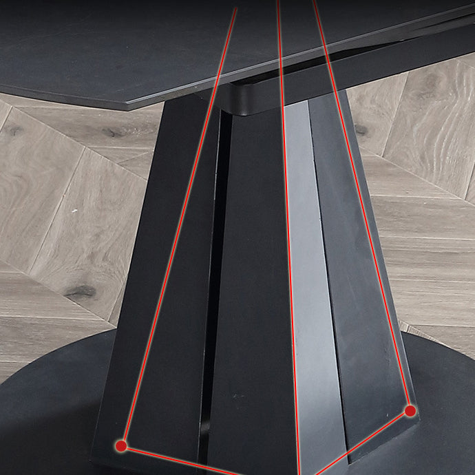 Round Sintered Stone Dining Table Pedestal Furniture with Leaf Extension