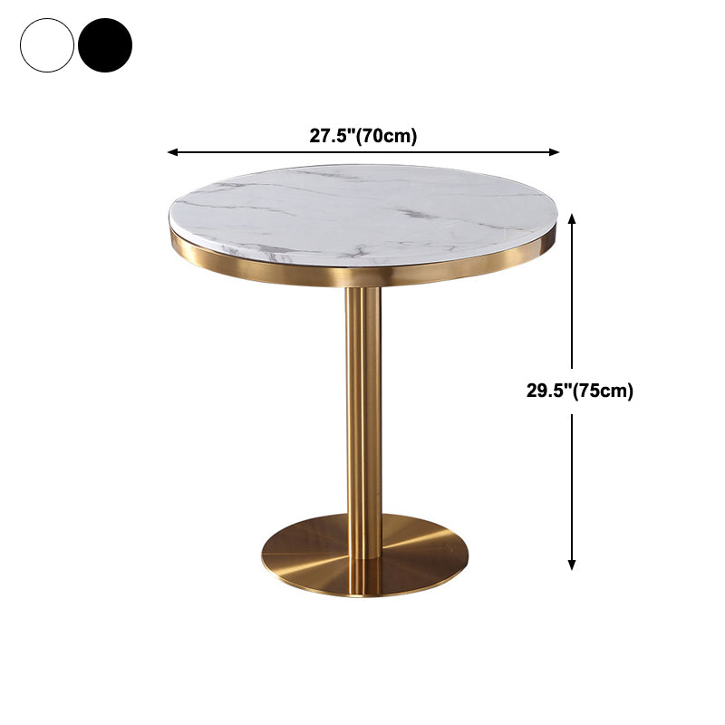 Stone Top Table Metal Traditional Luxury Round Dining Table with Pedestal Base