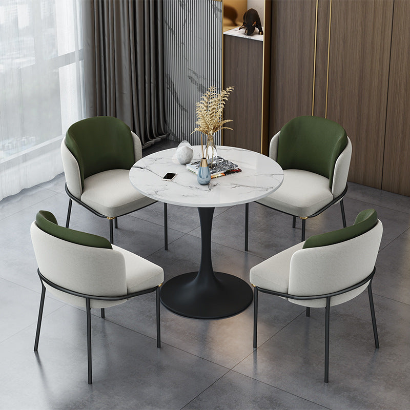 Metal Traditional Luxury Round Table with Tulip Base Sintered Stone Dining Table for Home