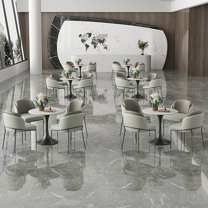 Metal Traditional Luxury Round Table with Tulip Base Sintered Stone Dining Table for Home