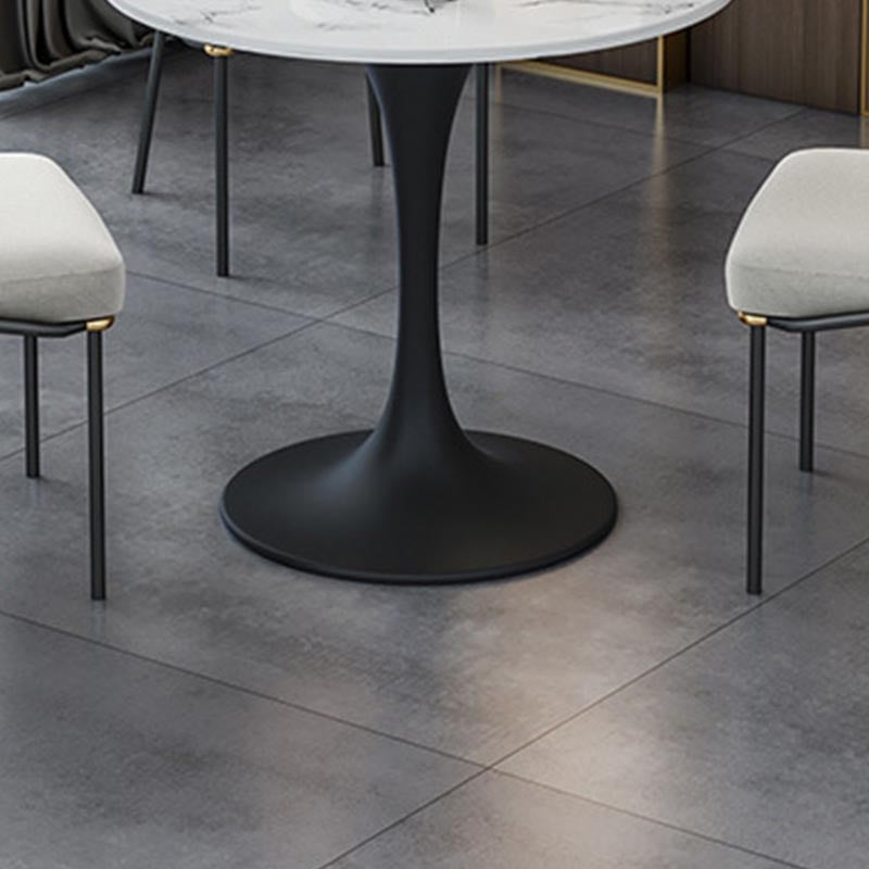 Metal Traditional Luxury Round Table with Tulip Base Sintered Stone Dining Table for Home