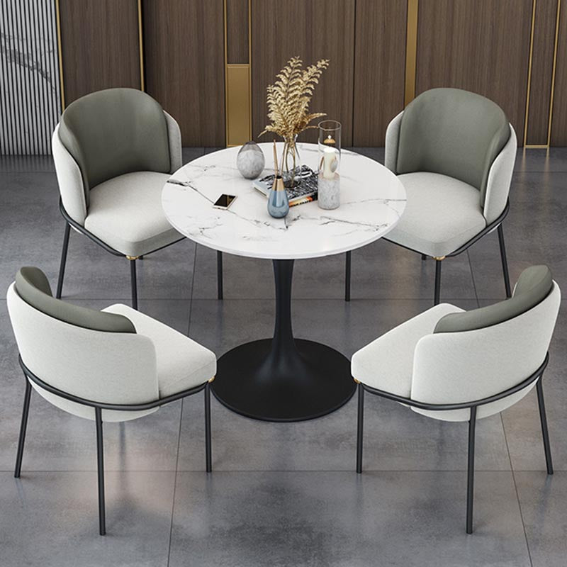 Metal Traditional Luxury Round Table with Tulip Base Sintered Stone Dining Table for Home