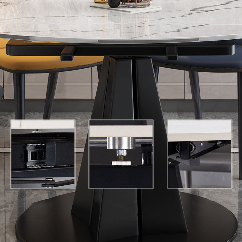 Round Modern Stone Table Standard Height Dining Room Table with Pedestal Base