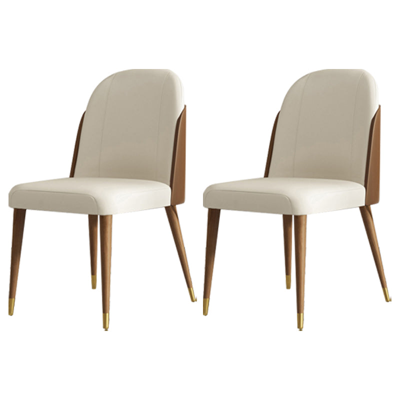 Contemporary Parsons Dining Chairs Faux Leather Armless Dining Chairs for Home