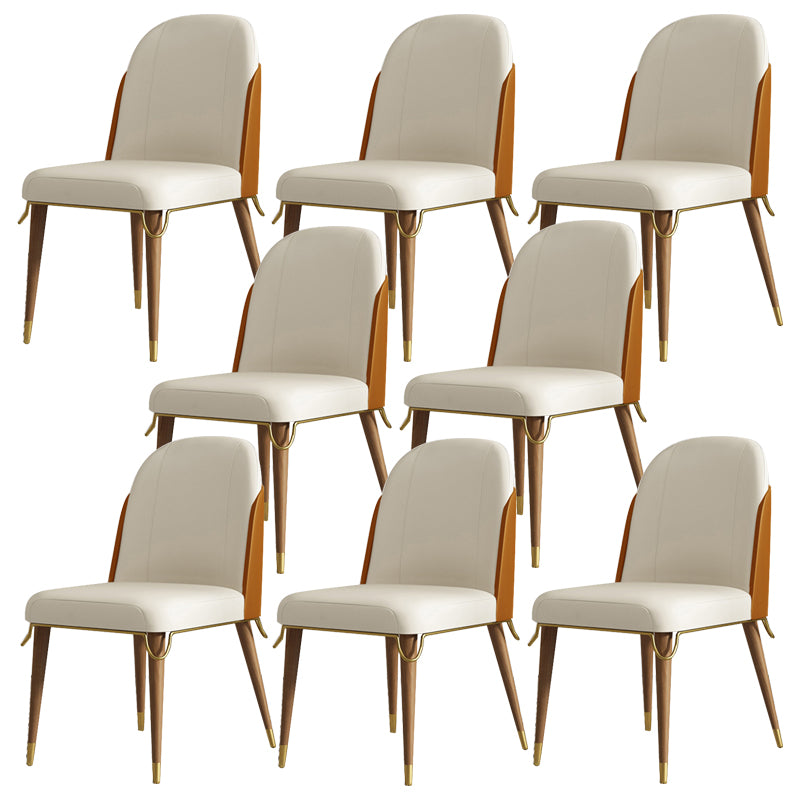 Contemporary Parsons Dining Chairs Faux Leather Armless Dining Chairs for Home