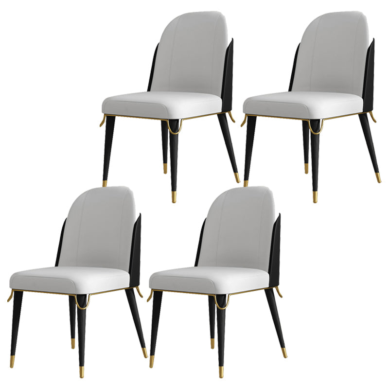 Contemporary Parsons Dining Chairs Faux Leather Armless Dining Chairs for Home