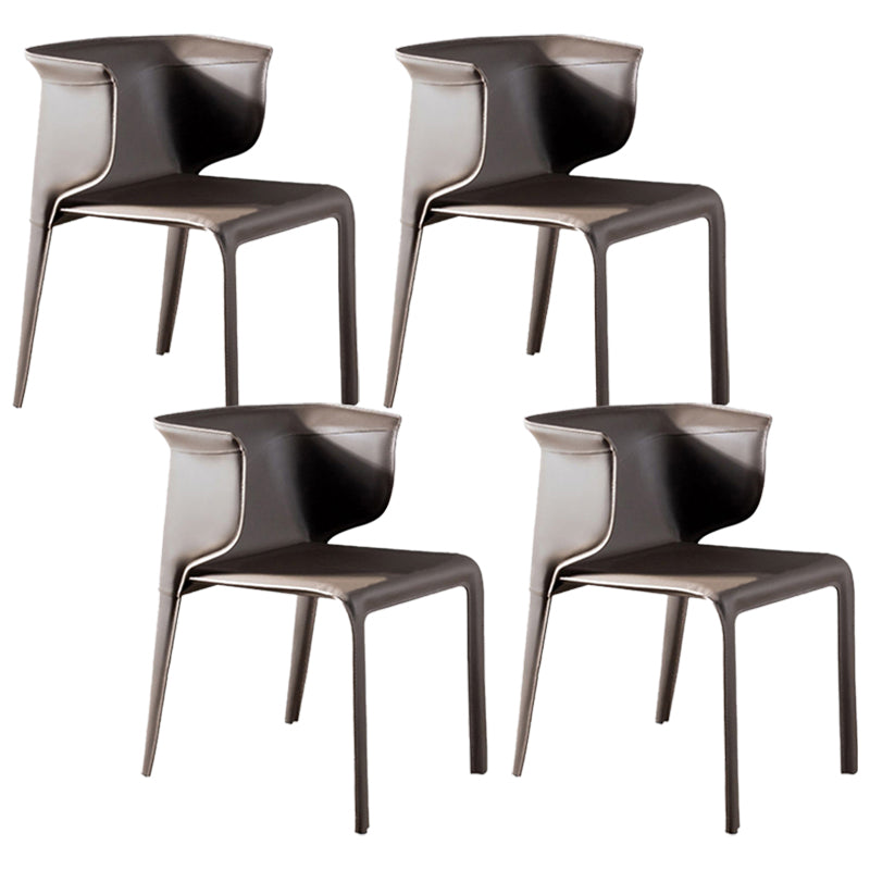 Faux Leather Dining Chair Modern Upholstered Chair with Metal Legs