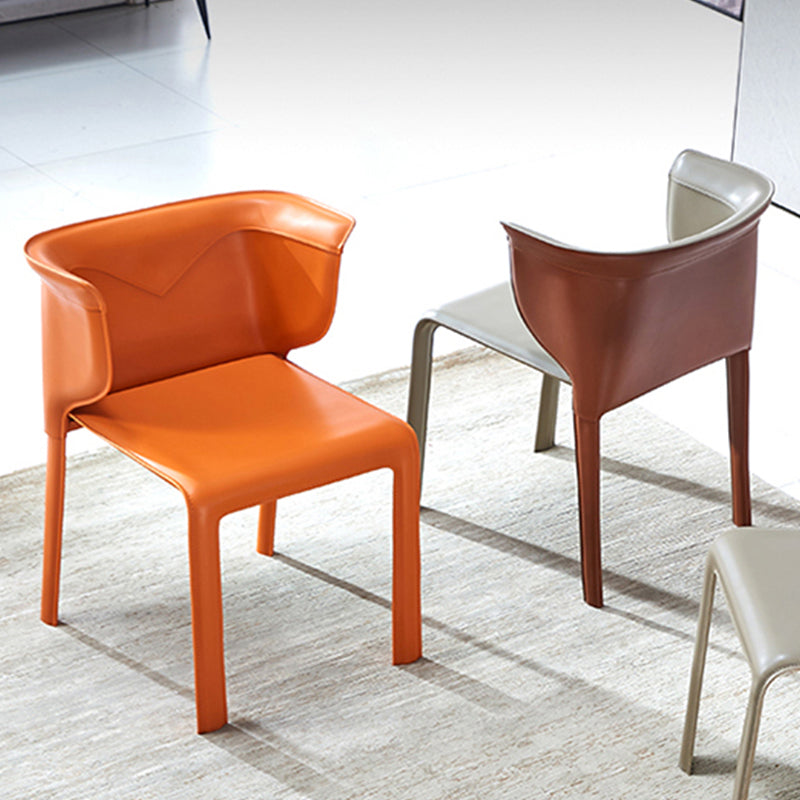 Faux Leather Dining Chair Modern Upholstered Chair with Metal Legs