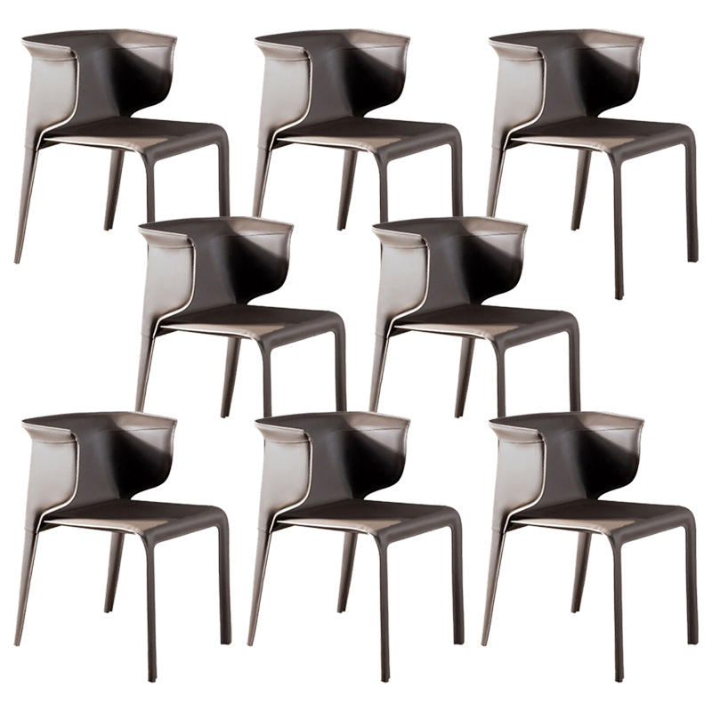 Faux Leather Dining Chair Modern Upholstered Chair with Metal Legs
