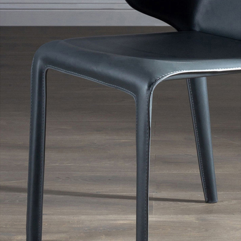 Faux Leather Dining Chair Modern Upholstered Chair with Metal Legs