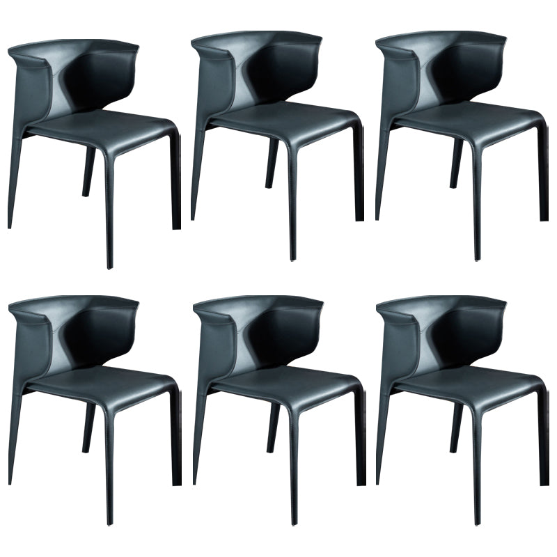 Faux Leather Dining Chair Modern Upholstered Chair with Metal Legs