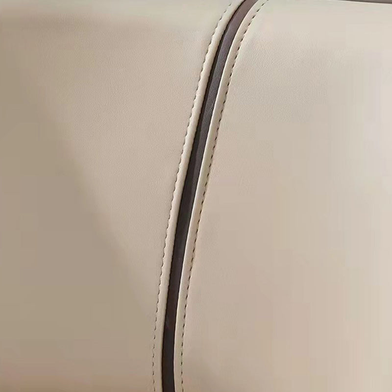 Contemporary Wingback Dining Chair PU Leather Armless Chair with Metal Legs